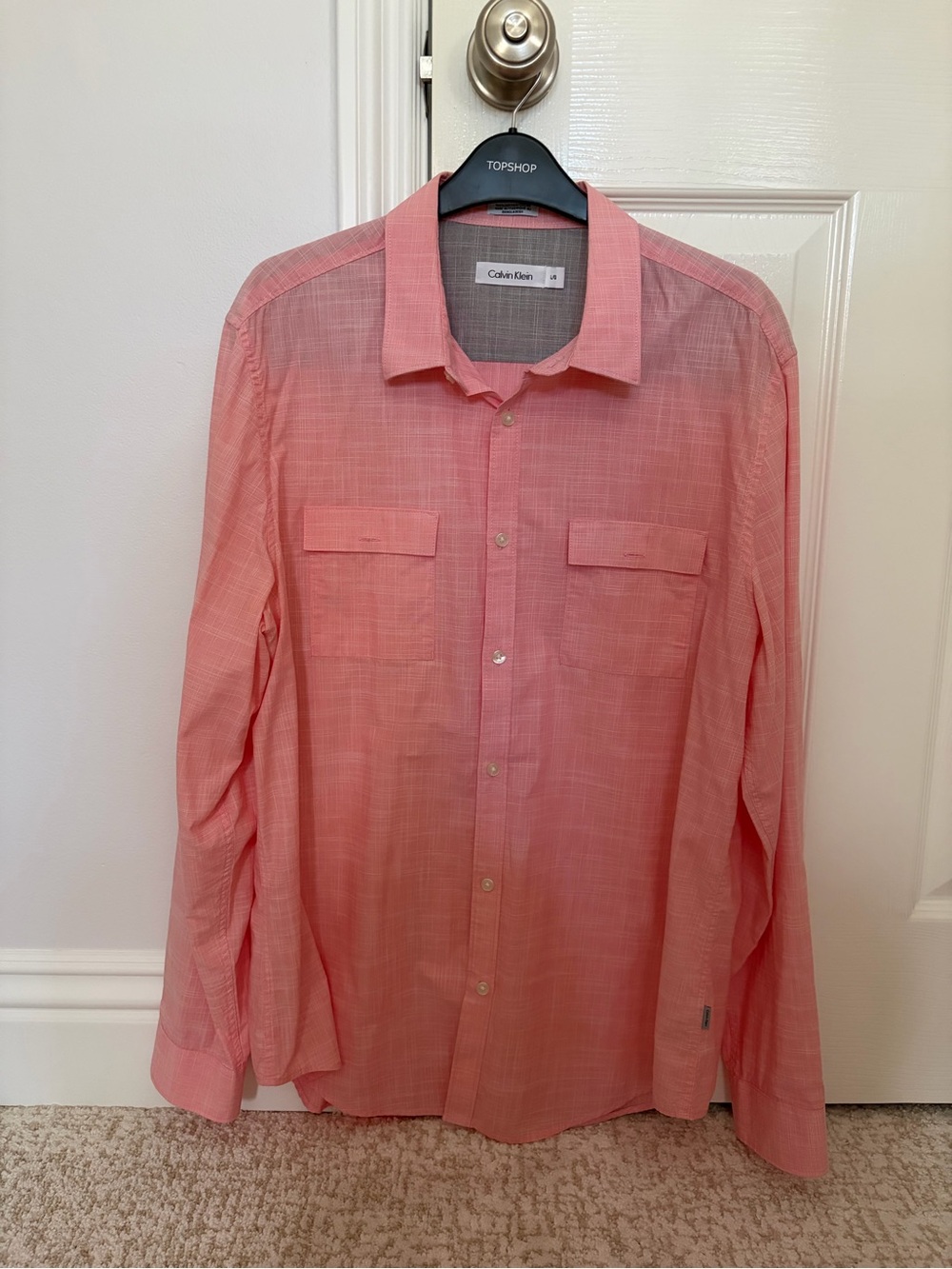 Calvin Klein Men's Cotton Button-Up Shirt - Size L